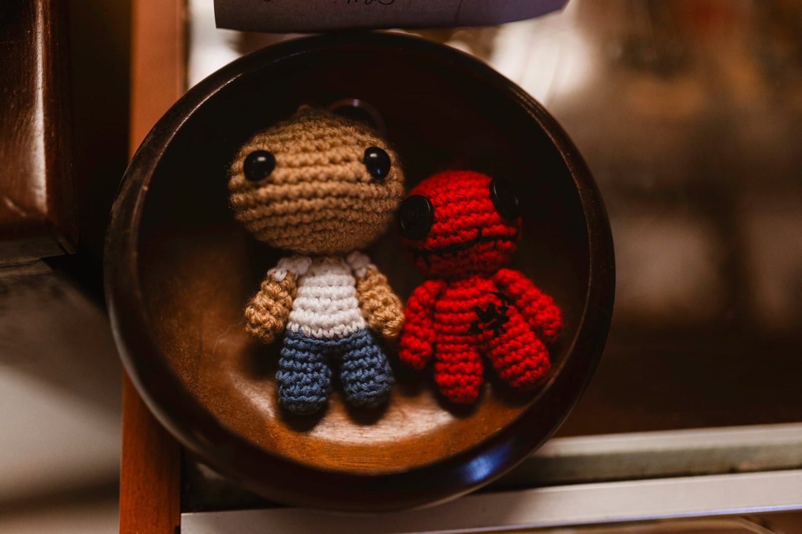 Handmade crochet dolls from a local maker